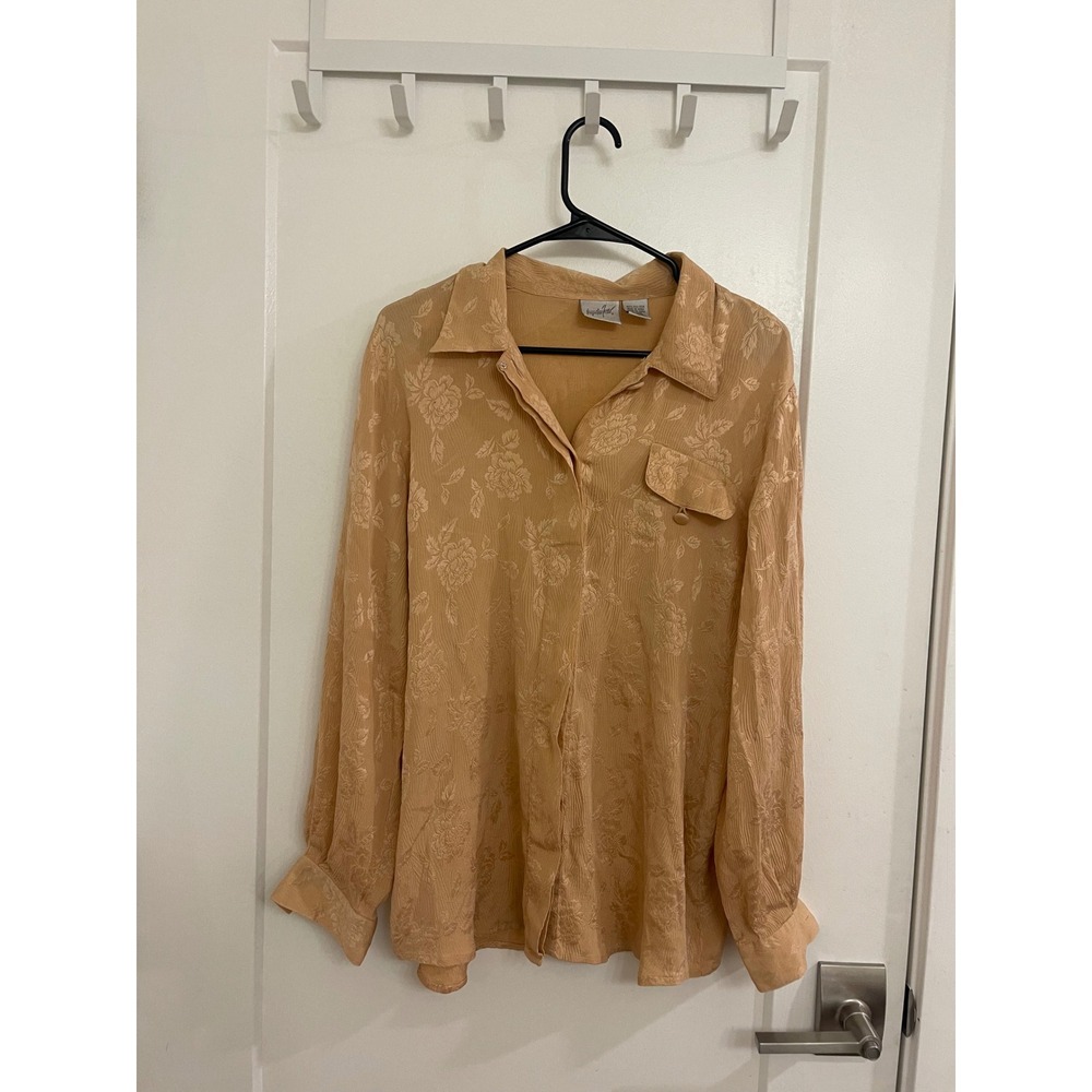 Vintage‎ Silk Peach Cottagecore Button Up Blouse GrandmaCore Western Summer